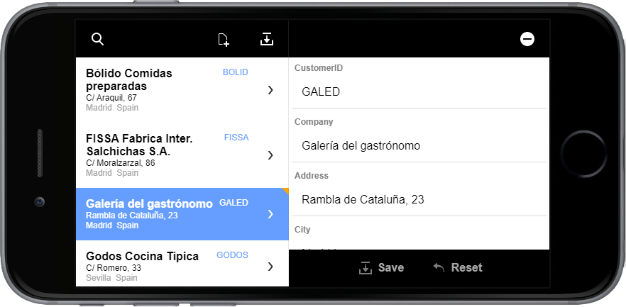 How your completed mobile app will appear on iPhone 6 with a
horizontal orientation.